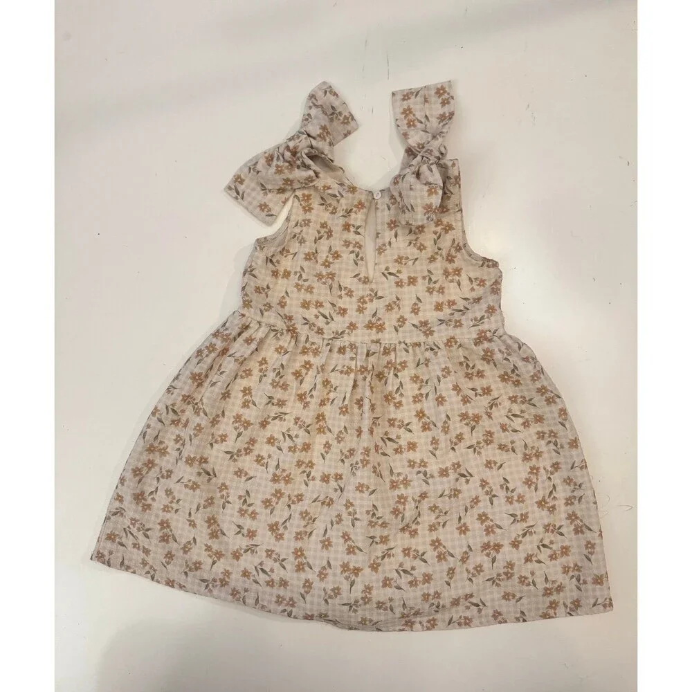 Mabel + Honey Floral Tie Shoulder Dress Size 5 Cottagecore Boho Prairie Neutral
